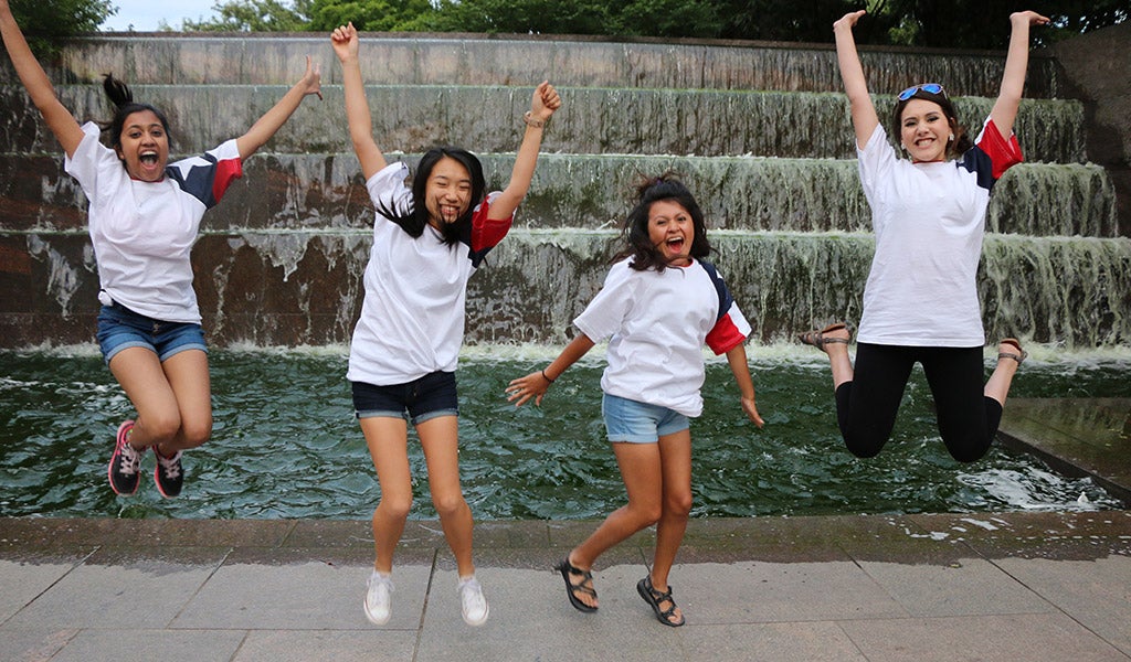 Youth Tour participants at the FDR Memorial 